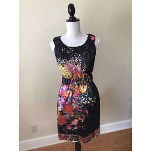 Yoana Baraschi Black Floral Satin Dress sz 4